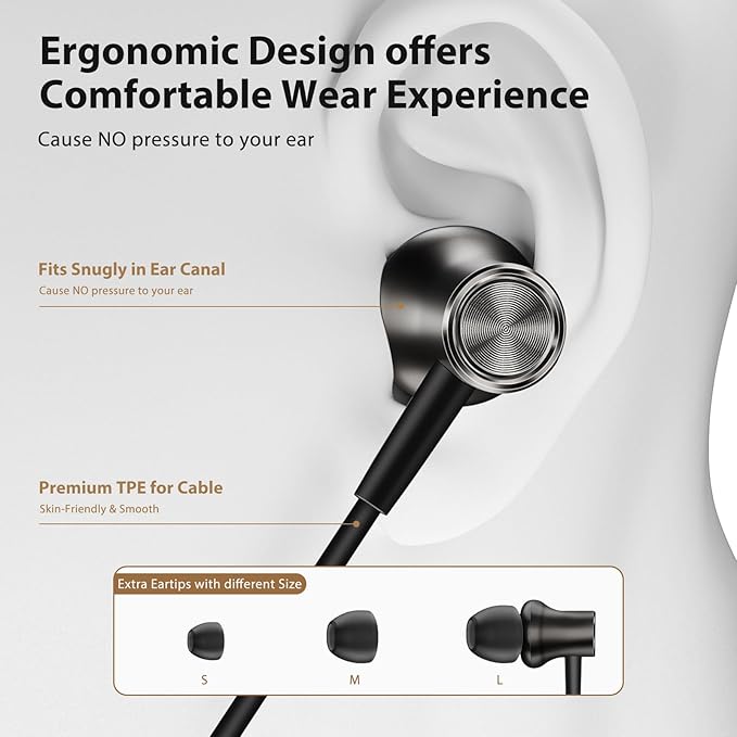 Jiunai USB C Wired Earbuds for iPhone 17 Pro Max 16 15 Plus Headphone with Mic In Ear Magnetic Noise Isolated Stereo AUX Corded Type C Earphone for Samsung Galaxy S26 S25 S24 for iPad Pixel Metal Grey