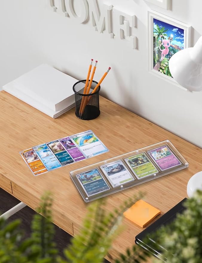Wigearss 4 Slots 35-75PT Universal Magnetic Acrylic Game Card Case, Baseball Card Holder, Hard Acrylic Card Cases, Card Protector, Fit for Standard Card