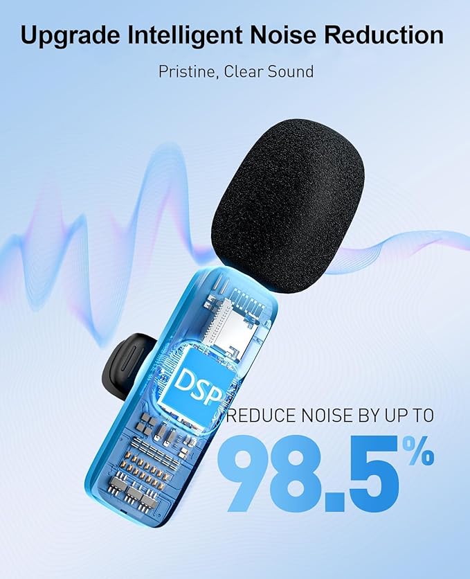 3-in-1 Mini Microphone for iPhone: Wireless Lavalier Microphones for iOS/Android/Camera - Noise Reduction Lapel Mic, Clip on Mic for Video Recording Vlog, YouTube, Interview, Gifts