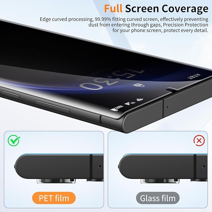 posidentists for Samsung Galaxy S23 Ultra Privacy Screen Protector,2 Pack PET Film [Not Glass],25° Anti-Spy S22 Ultra Screen Protector,Auto Dust-Elimination Installation, Bubble Free,Case Friendly