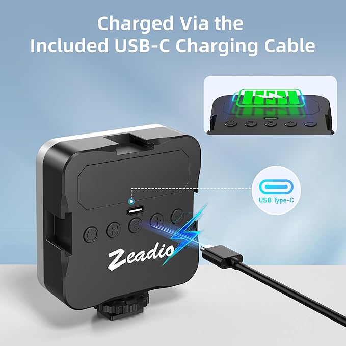 Zeadio LED Camera Video Light - 800LM Adjustable 3000K-7000K Color Temperature, CRI95 Portable Pocket LED Light for DSLR/Tabletop Filming/Selfie/Cell Phone/Photography, Pack of 1