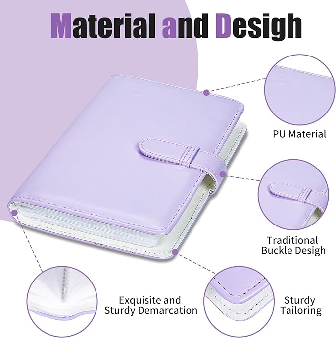 Riosin 108 Pockets Mini Album Compatible with Fujifilm Instax Mini film, Suitable for Instax Mini 12/11/7+/9/Evo/Link 2, 2x3"Photo Album for Canon ivy 2 Kpop Photocard(Lilac Purple)