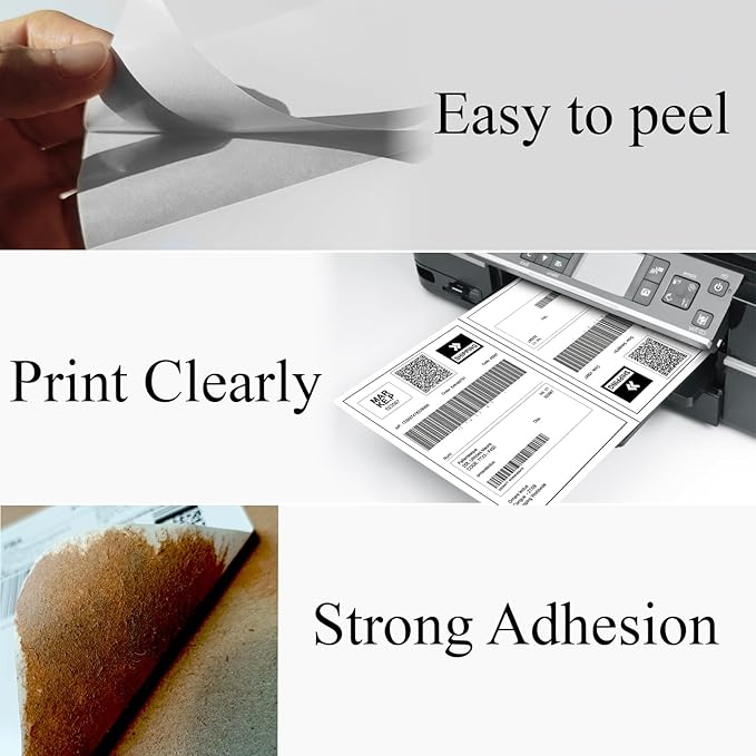 (2000 Sheets, 4000 Labels) Sticker Paper, 11" x 8.5" Half Sheet Shipping Address Labels, 2 Per Page Self Adhesive Mailing Label for Laser and Inkjet Printers