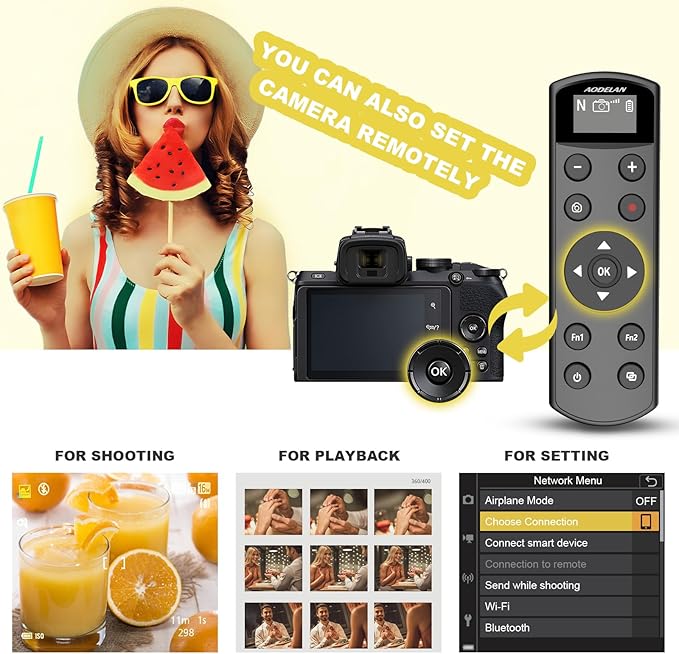 Remote Control for Nikon Camera,USB-C Rechargeable Wireless Shutter Release with OLED Screen – Video, Zoom & Focus Control for Nikon A1000, B600, P1000, P950, Z6III, Z30, Z50II, Zfc, Z5 (Black)