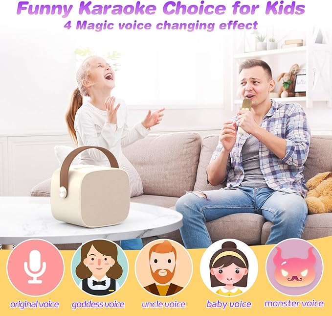 Mini Karaoke Machine Microphone,Fun Toys Christmas Birthday Gifts for Adult Kids/Toddler Boys Girls 3 4 5 6 7 8 9 10 11 12+,Portable Bluetooth Speaker with 2 Wireless Microphone