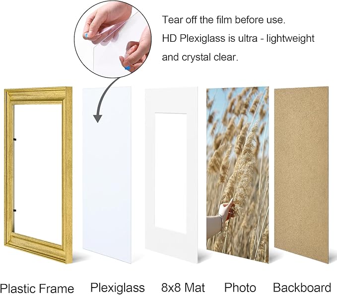 Vittanly 10x10 Picture Frames Set of 2, Ornate Vintage Photo Frame for Wall or Tabletop, Display 8x8 Pictures with Mat or 10x10 without Mat, Rustic Gold
