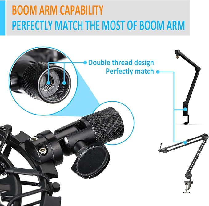 SM7B Shock Mount Reduces Vibration Noise Matching Mic Boom Arm Stand, Compatible for Shure SM7B Mic by YOUSHARES