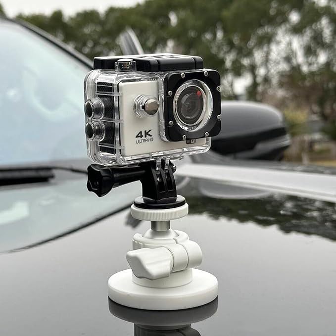 ULIBERMAGNET White Magnetic Camera Mount, Strong Magnetic Mount with 360° Rotation Ball Head, Security Camera Holder with 1/4 inch Thread for GoPro,DJI OSMO Action