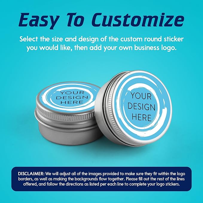 100 Custom Vinyl Stickers - Upload Your own Image, Text, Design, Logo - Personalized Logo Labels for Handmade, Packaging, Bottle, Jars, Candle, Brand Stickers (Blue Swirls, 6x6)