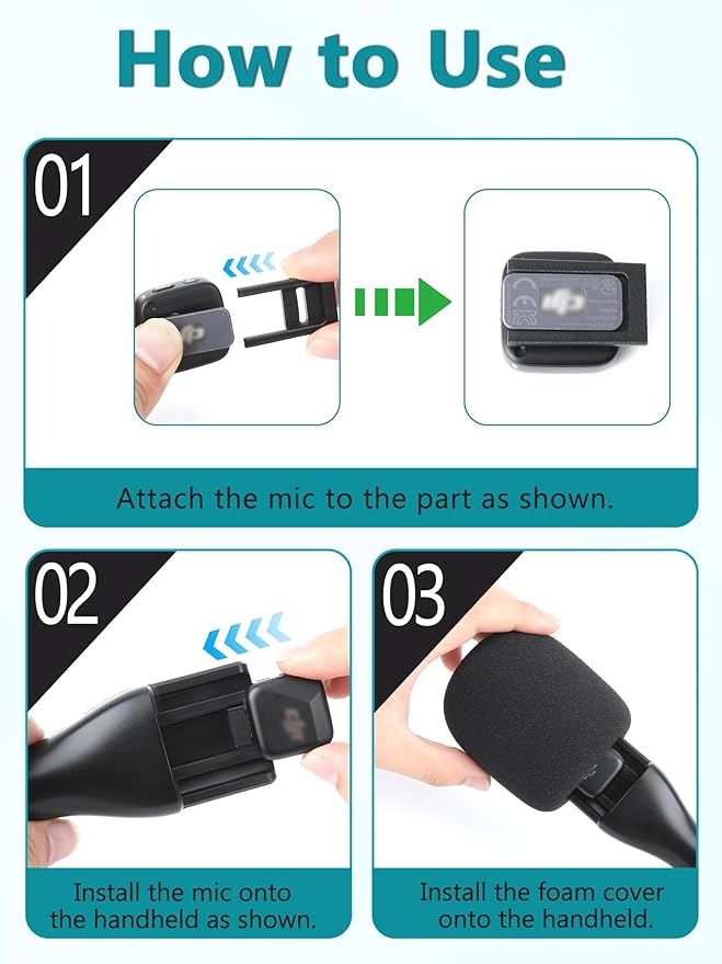 YOUSHARES Universal Interview GO Handheld Adapter for DJI Mini, 2-Pack Wind Muff and Lavalier Mic Adapter Handheld Stand Set