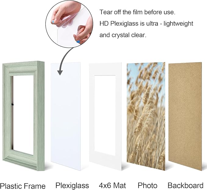 Vittanly 5x7 Picture Frames Set of 2, Ornate Vintage Photo Frame for Wall or Tabletop, Display 4x6 Pictures with Mat or 5x7 without Mat, Light Green