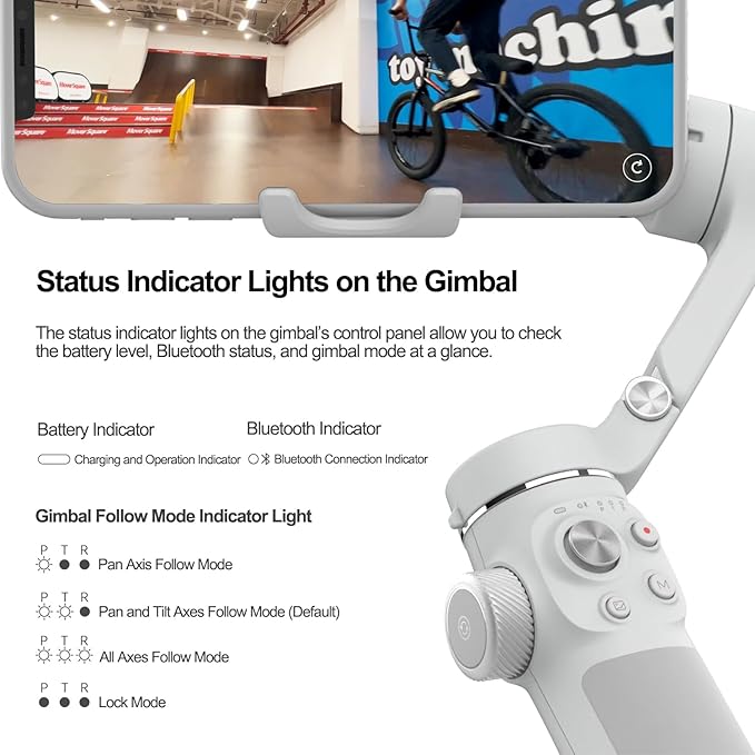 FeiyuTech VB4 3-Axis Phone Gimbal Stabilizer for iPhone & Android, Foldable Portable Smartphone Gimbal with Tripod & Extension Rod for Vlogging, TikTok, YouTube, Travel