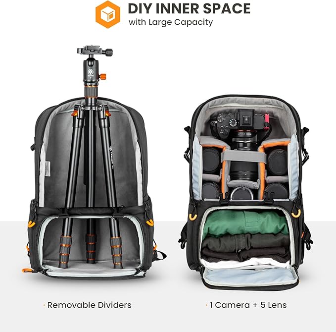 TARION Professional Camera Backpack Large - DSLR Bag with 15.6" Laptop Compartment Tripod Holder Waterproof Raincover Outdoor Hiking Travel for Men Women Photographers - PBL