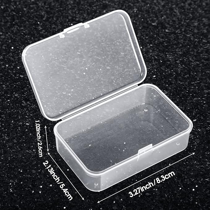 SATINIOR 48 Packs Clear Small Plastic Containers Transparent Storage Box with Hinged Lid for Small Items Crafts Jewelry (3.27x2.13x1.02 Inches)