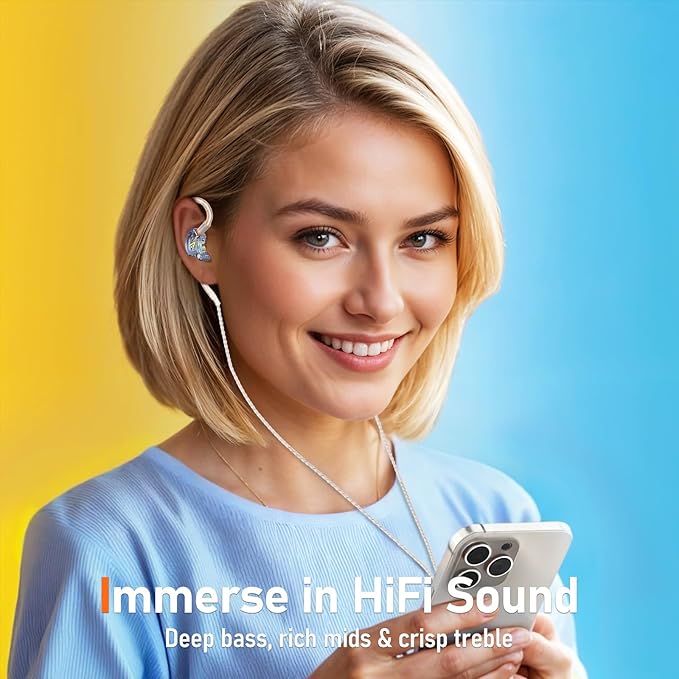 Vibes 202ML Wired Earbuds - HiFi in Ear Headphones for iPhone 5–14, Noise Isolating Ear Buds w/ Mic - Clear Sound, Deep Bass, Comfort-Fit Earphones - MMCX–LTN, Silver Plated Cord, Carrying Case