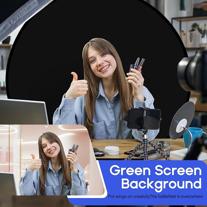 Portable Black White Screen Chair, 57 in Screen Backdrop with Stand 2-in-1Double Sided Foldable Blackwhite Background, for Video Chats and Meetings, Photography, Photo Zoom, Streaming Games
