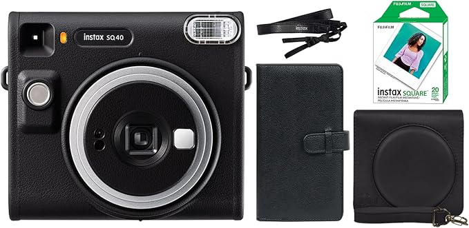 Fujifilm Instax Square SQ40 Instant Camera Black + 20 Instax Film Prints + More