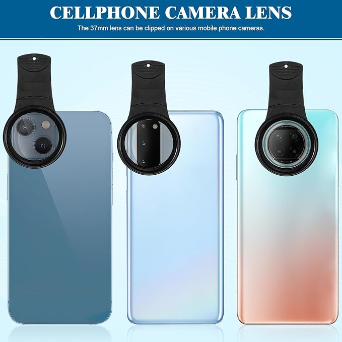 Mobile Phone Lens Set - 37mm Cpl Polarizing Lens Filter Kit for Smartphones Includes ClipLens Cover Storage Bag & Cleaning Cloth Enhance Color Saturation & Reduce Reflections