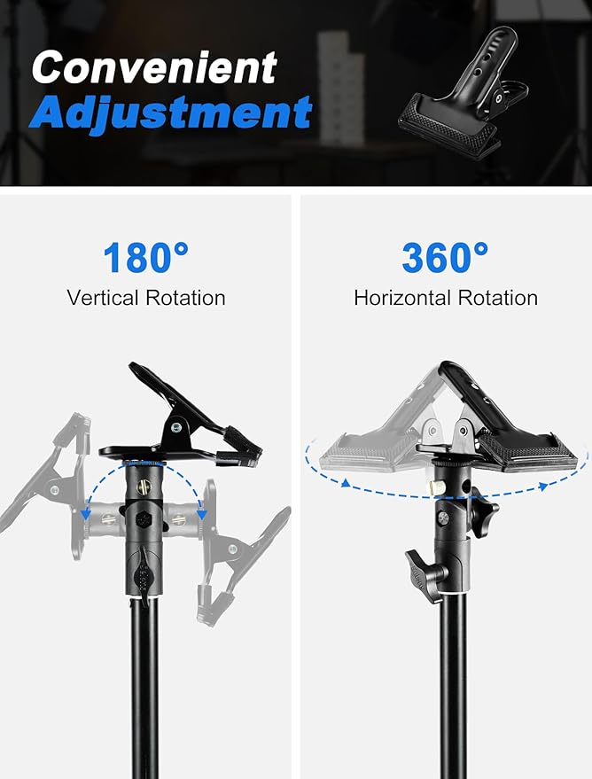 Selens 2 Packs Photography Reflector Clamp Holder Speedlite Hot Shoe Bracket with 1/4"" & 3/8"" Screw Mount with Photo Studio Light Stand, Lighting Umbrella Reflector