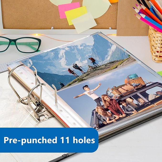 200Pack Photo Sleeves Holds 800 5"x7" Photos, Clear Photo Page Protector for 3 Ring Binder, Double-Sided Photo Album Refill Pages Photo Pockets Photo Sleeves Binder Sheets
