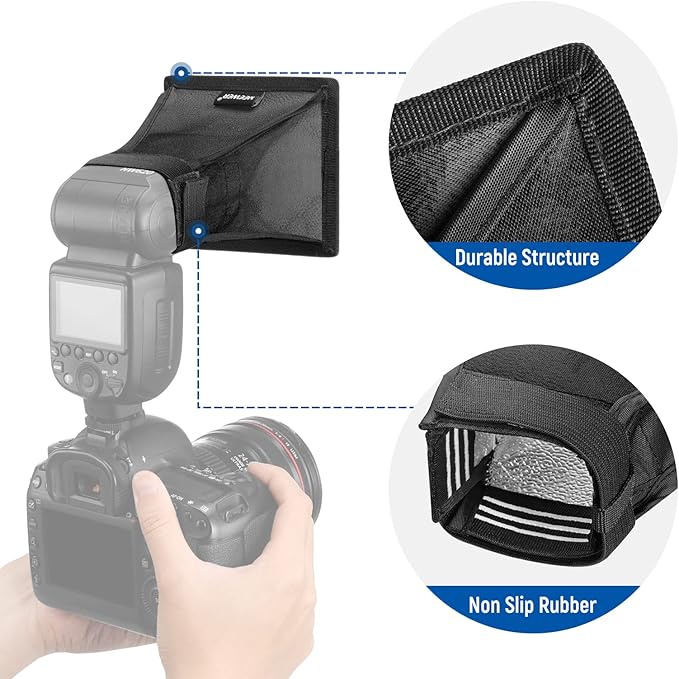 NEEWER Flash Diffuser Light Softbox 5" x 4", Universal, Collapsible with Storage Pouch Compatible with Canon Nikon Sony Godox Yongnuo NEEWER speedlight