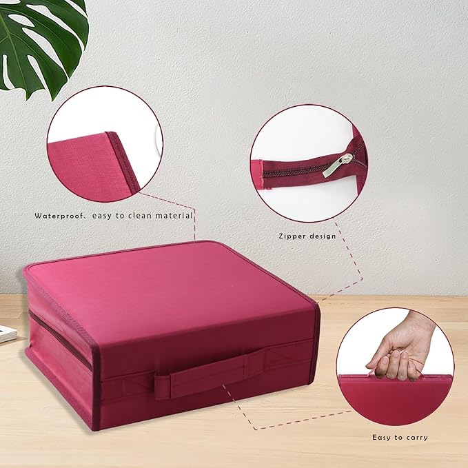 DVD Case CD Storage,256 Capacity CD Cases Holder DVD Storage Case Holders CD DVD Disc Case Storage Wallet Binder for Car Home Office Travel (256 Red)