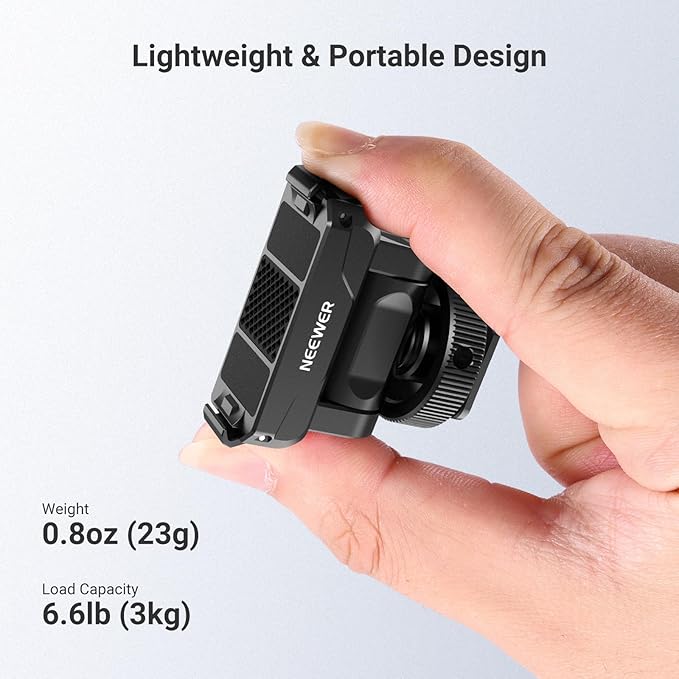 NEEWER Magnetic Quick Release Mount Compatible with DJI Osmo Action 6 Only, Action Camera Accessories with Universal Cold Shoe Adapter & 1/4" Thread, 160° Tilt, AC072 (Black)