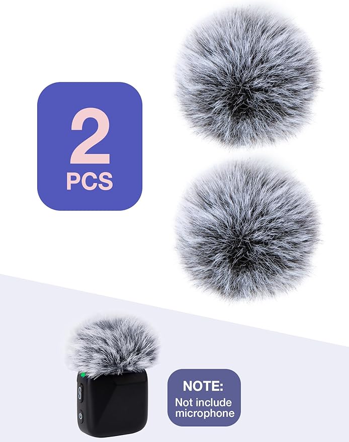 YOUSHARES Microphone Wind Muff Compatible with DJI Mic Mini - 2 Packs Furry Windproof Cover Suitable for DJI MINI 2024 Wireless to Reduce Wind Noise