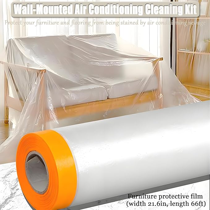 Mini Split Cleaning Kit for Wall-Mounted Air Conditioners - DIY AC Cleaning Bag with Drain Pipe, Kettle & Brush, Reusable Waterproof Cleaning Cover for Home/Office/Hotel