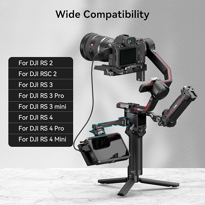 SMALLRIG Adjustable Camera Monitor Mount with Quick Release NATO Clamp, Cold Shoe Mount, Anti-Twist Design for DJI RS 5 / RS 4 Mini/RS 4 / RS 4 Pro/RS 2 / RSC 2 / RS 3 / RS 3 Pro/RS 3 Mini