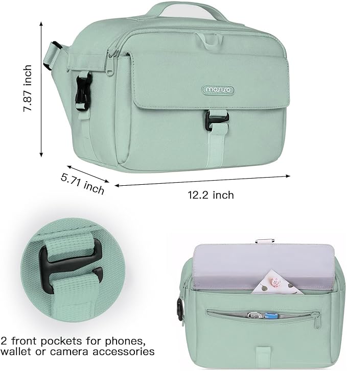 MOSISO Camera Shoulder Bag Case Crossbody Sling Purse, DSLR/SLR/Mirrorless Compact Padded Photography Handbag with Rain Cover Compatible with Canon/Nikon/Sony Cameras and Lenses, Antique Green