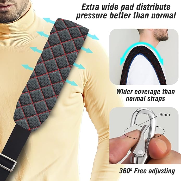 Ultra Comfortable Shoulder Strap Bag Belt with Anti-Theft Pockets and Padded, 2 Tone Reversible Use, Stylish & Secure