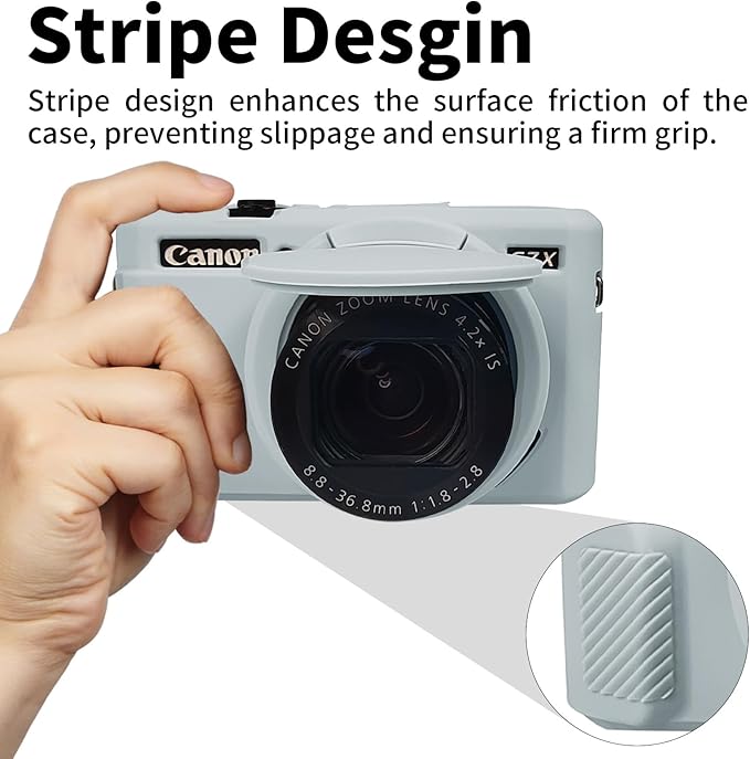 G7X Mark II Case, Protective Case for Canon Powershot G7X Mark II Digital Camera, Removable Lens Cover Silicone Sleeve Soft Camera Cover Rubber Protective Body Skin-Light Grey
