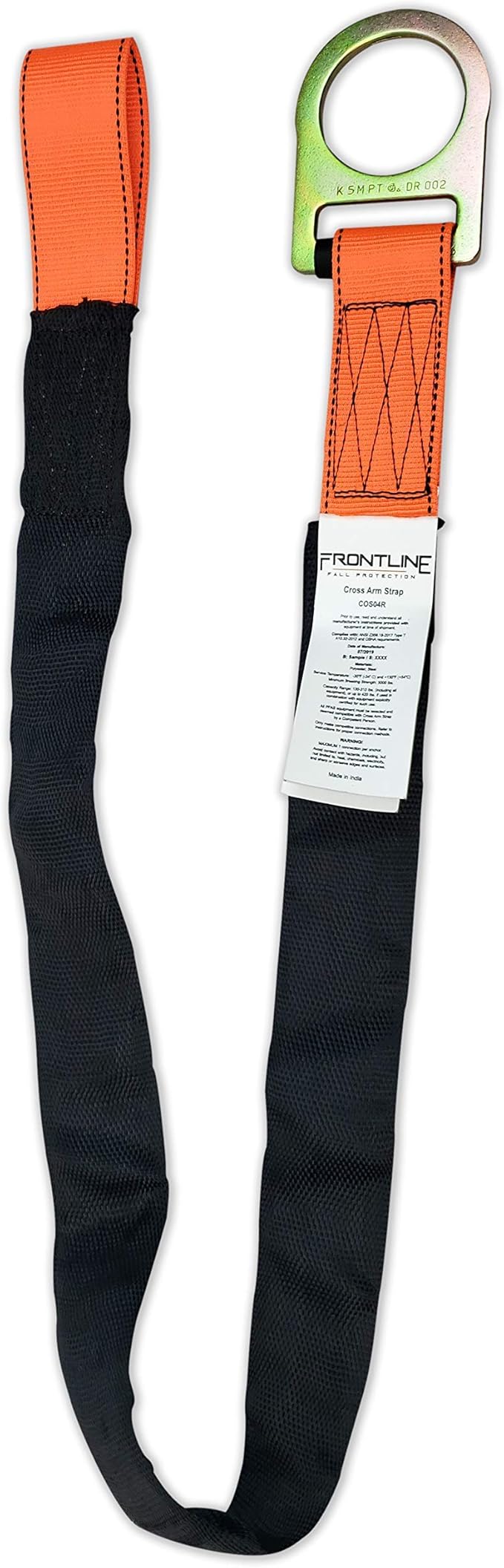 Frontline COS04R Concrete Embed Anchor Strap with D-Ring End 4' | ANSI & OSHA Compliant | Pour-in Disposable Anchor | 310 lbs. Capacity | Color Orange/Black (Pack of 100)