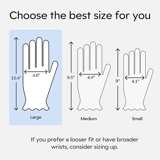 Clearbody Organics Organic Cotton Gloves - 5 Pairs, Large, White - Moisturizing Gloves for Dry Hands - Cotton Liners for Overnight Hydration