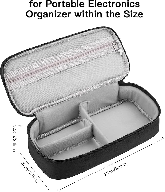Electronics Travel Organizer Bag, Portable Carrying Case for Cables, Charger and Cords, External Power Bank & Hard Drive (Black), Large, 13BK-B