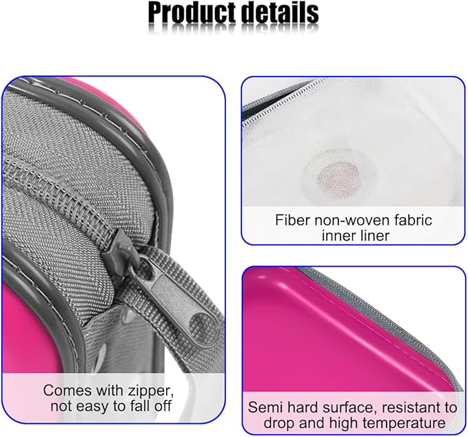 Car CD Case, 48 Capacity Hard Plastic & Non-Woven Fabric Vehicle DVD Case Holder with Zipper, Portable Automotive Disc Wallet Storage Organizer Binder for Travel, Universal Fit (Rose Red)