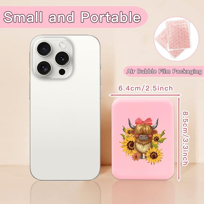 Pink Travel Compact Mirror with Light for Purses 1X/2X Magnification Mini Led Portable Pocket Makeup Mirror, Cute Sunflower Trendy Birthday Gift Stocking Stuffers for Teen Girls Women