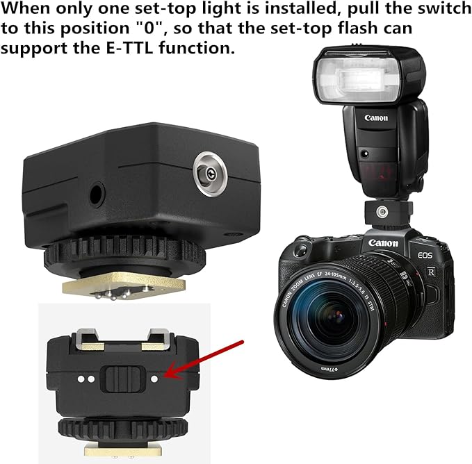 The Canon camera Hot Shoe TTL converter height-increasing adapter DY-T3C-01 can be used as an external multi-light and multi-angle indoor lighting accessory for shooting 5d2 5d3 5d4 6d R5 R6 R7 R8 R10