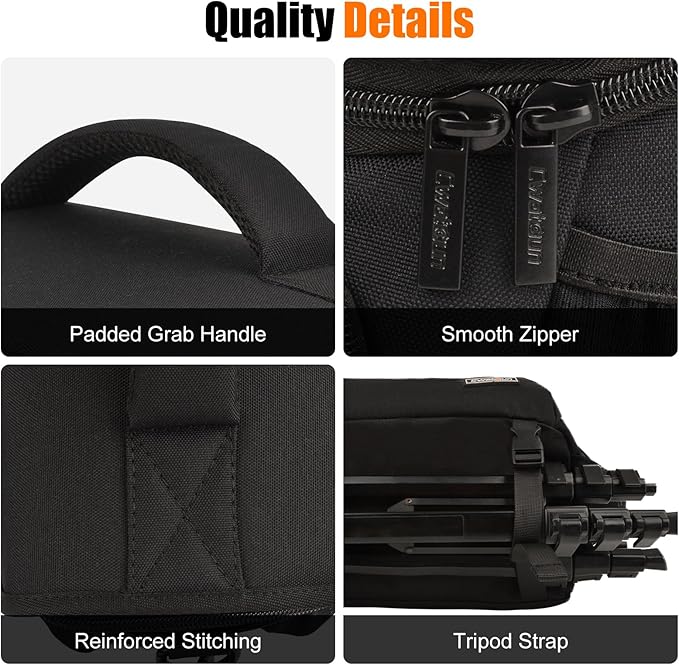 Cwatcun Camera Crossbody Shoulder Messenger Case, DSLR/SLR/Mirrorless Travel Photography Sling Bag with Tripod Holder and Rain Cover for Canon, Nikon, Sony, Fuji Cameras, Lens and Accessories