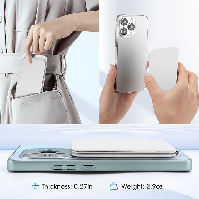 Phone Stand, Foldable Magnetic Phone Tripod, Angle Adjustment & Strong Magnets PU Leather Phone Stand, Compatible with All Smart Phone 16/15/14/13/12 (White)