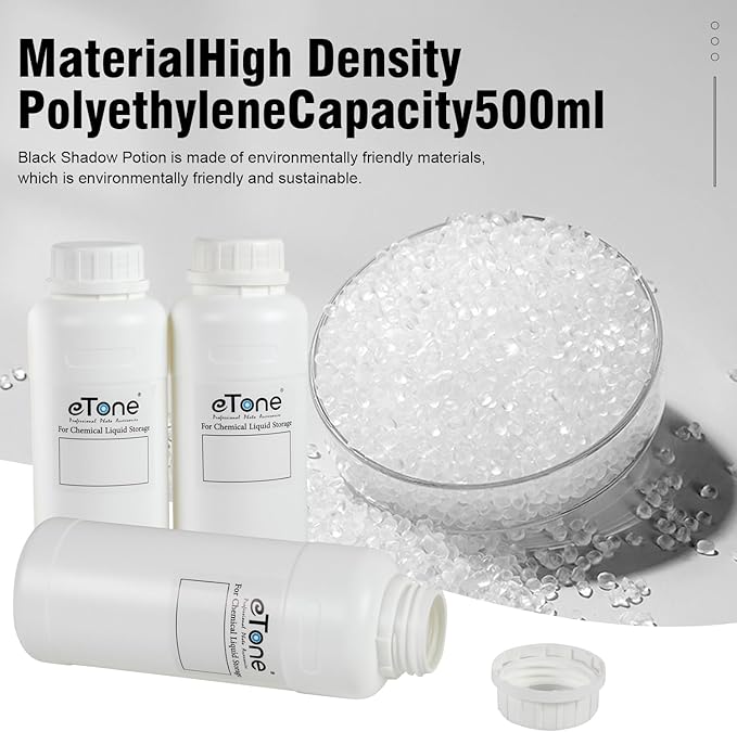 eTone 3X 500ml Darkroom Chemical Storage Bottles with Caps Film Photo Developing Processing Equipment(white)