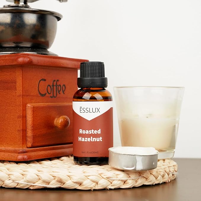 Roasted Hazelnut Fragrance Oil, ESSLUX Premium Aromatherapy Essential Scented Oils for Home for Diffuser, Massage, Soap, Candle Making Scents, Perfume, Humidifier, 30 ml