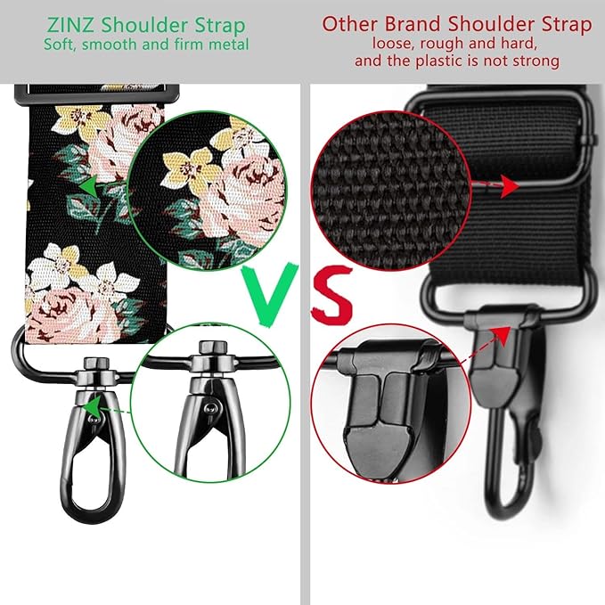 ZINZ 79 inch Shoulder Strap, Extra-thick Fixed Cushion Pad and Dual Clasps Universal Replacement Strap with Metal Swivel Hooks for Laptop Bags, Luggage Bags, Camera, Crossbody (200cm,Dark Rose)