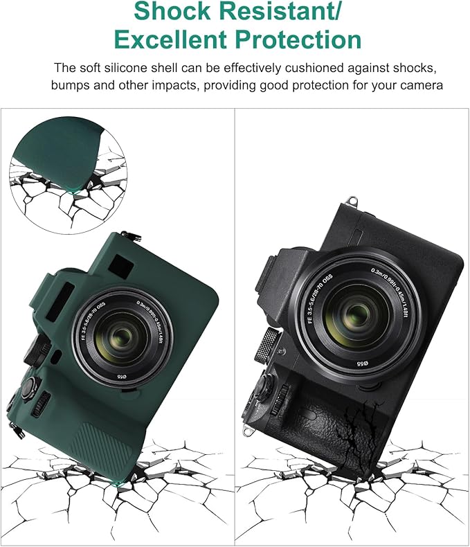 PULUZ Digital Camera Case for Sony A7 IV,Anti-Scratch Soft Silicone Protective Camera Case Camera Skin Case Cover(Green)