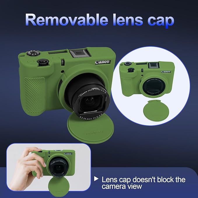EASY HOOD V1 Case, Silicone Camera Cover with Removable Lens Cover, Soft Protector Lightweight Carrying Body Skin for Canon PowerShot V1 Digital Camera - Green