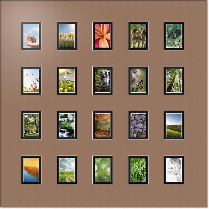 Art to Frames Double-Multimat-398-767/89-FRBW26079 Collage Photo Frame Double Mat with 20-2x3 Openings and Satin Black Frame