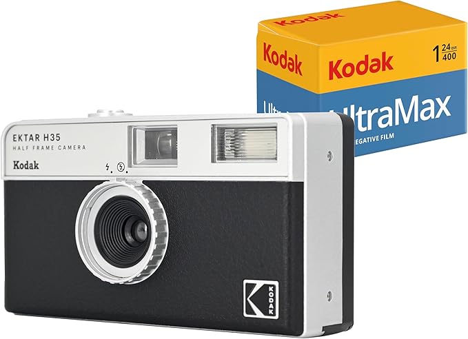 Kodak EKTAR H35 Half Frame Film Camera (Black, Bundle with 24exp Film)