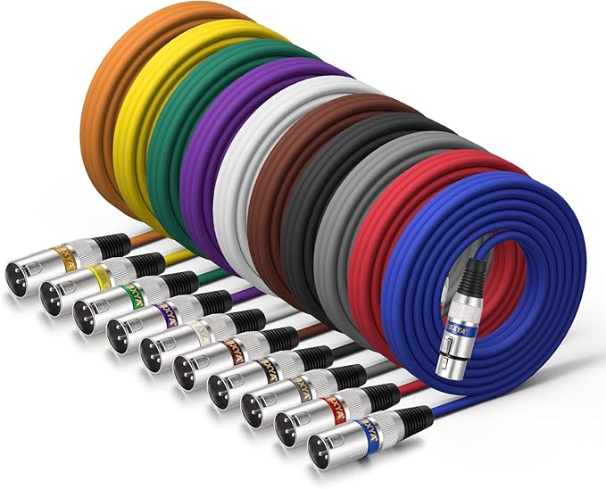 EBXYA XLR Cable 15ft 10 Pack 3 Pins Balanced XLR Microphone Cable Male to Female Suitable for Audio Mixer, Speaker Systems, Radio Station