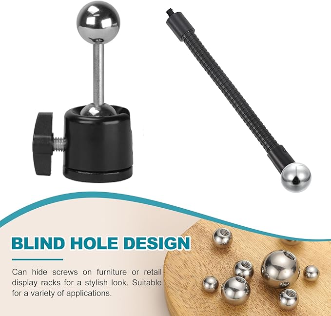 PATIKIL 4Pcs 17mm Ball Nuts Knob, 1/4"-20 UNC Female Threaded Steel Swivel Ball Joint Adapter Converter for Super Clamp Camera Hot Shoe Mount Light Tripod Phone Holder, Silver